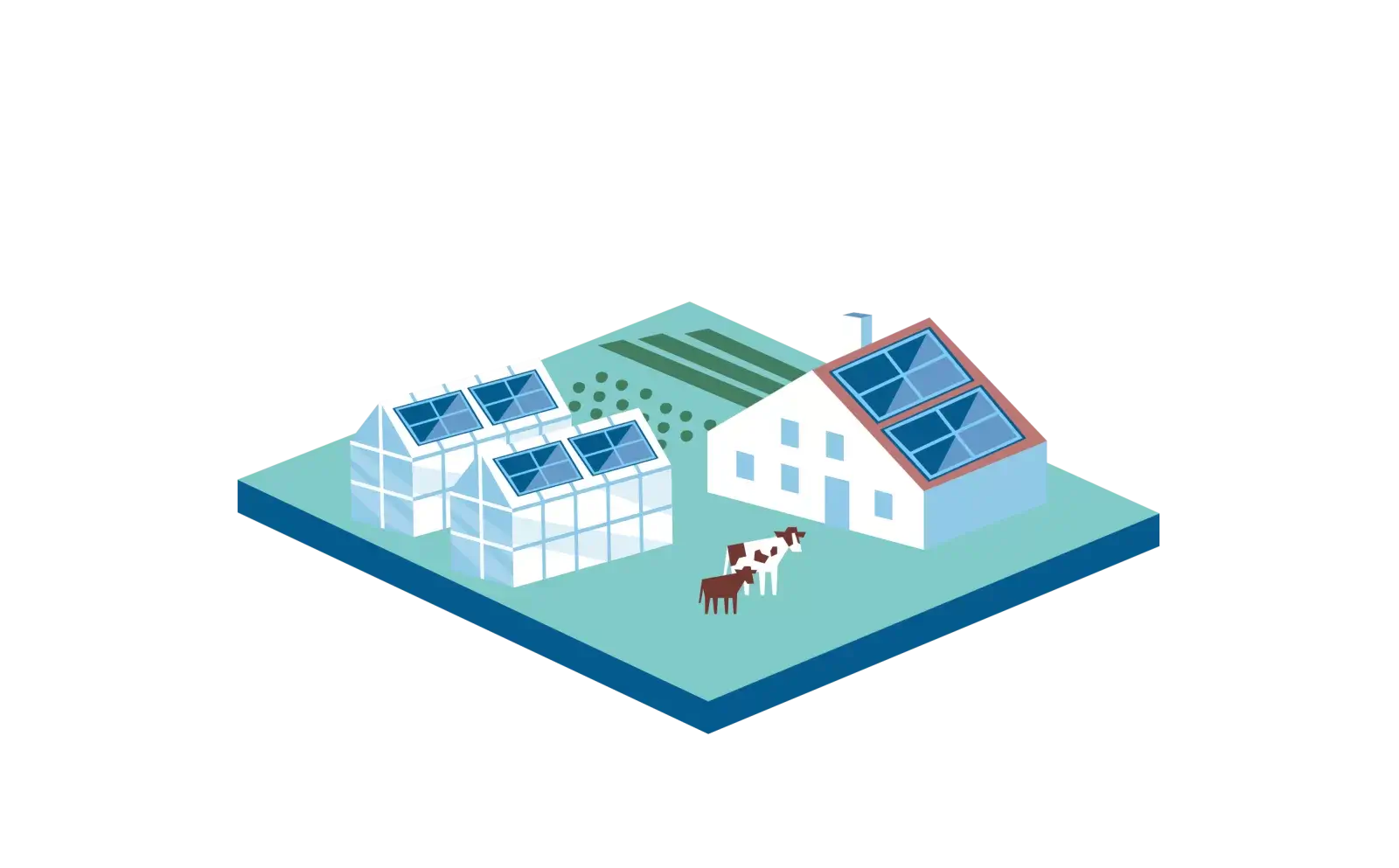 Illustratie van landbouwbedrijf met zonnepanelen